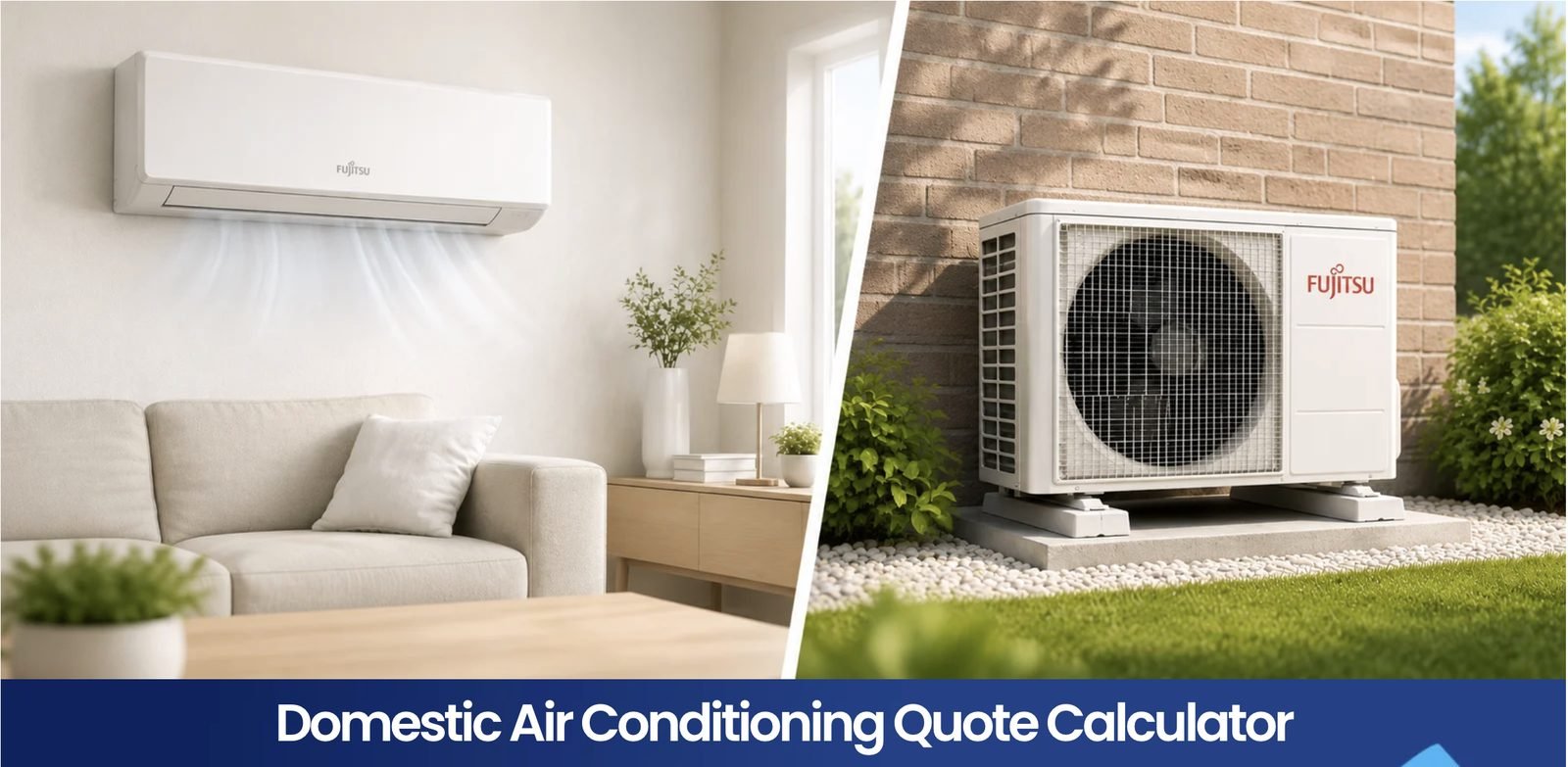 Domestic air conditioning quote calculator - indoor wall unit and outdoor condenser unit